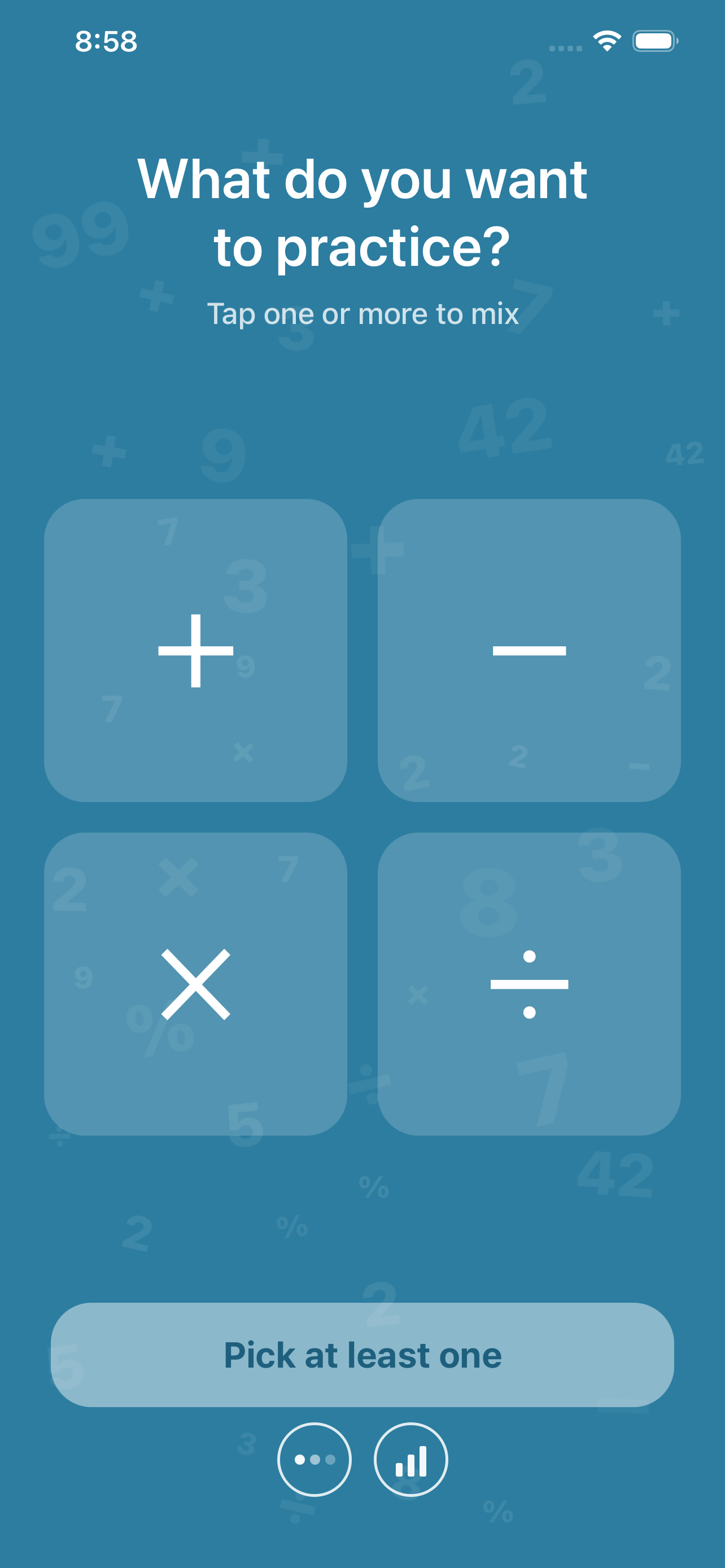 MentalMath Flash app screenshot